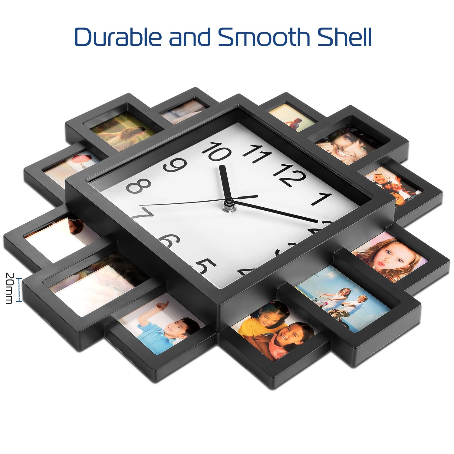 1Pc Photo Frame Clock Picture Collage 12-Picture Display Wall Clock Photowall Wall Hanging Home Decor For Valentines Day Gift