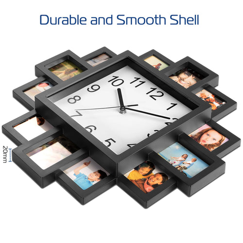 1Pc Photo Frame Clock Picture Collage 12-Picture Display Wall Clock Photowall Wall Hanging Home Decor For Valentines Day Gift